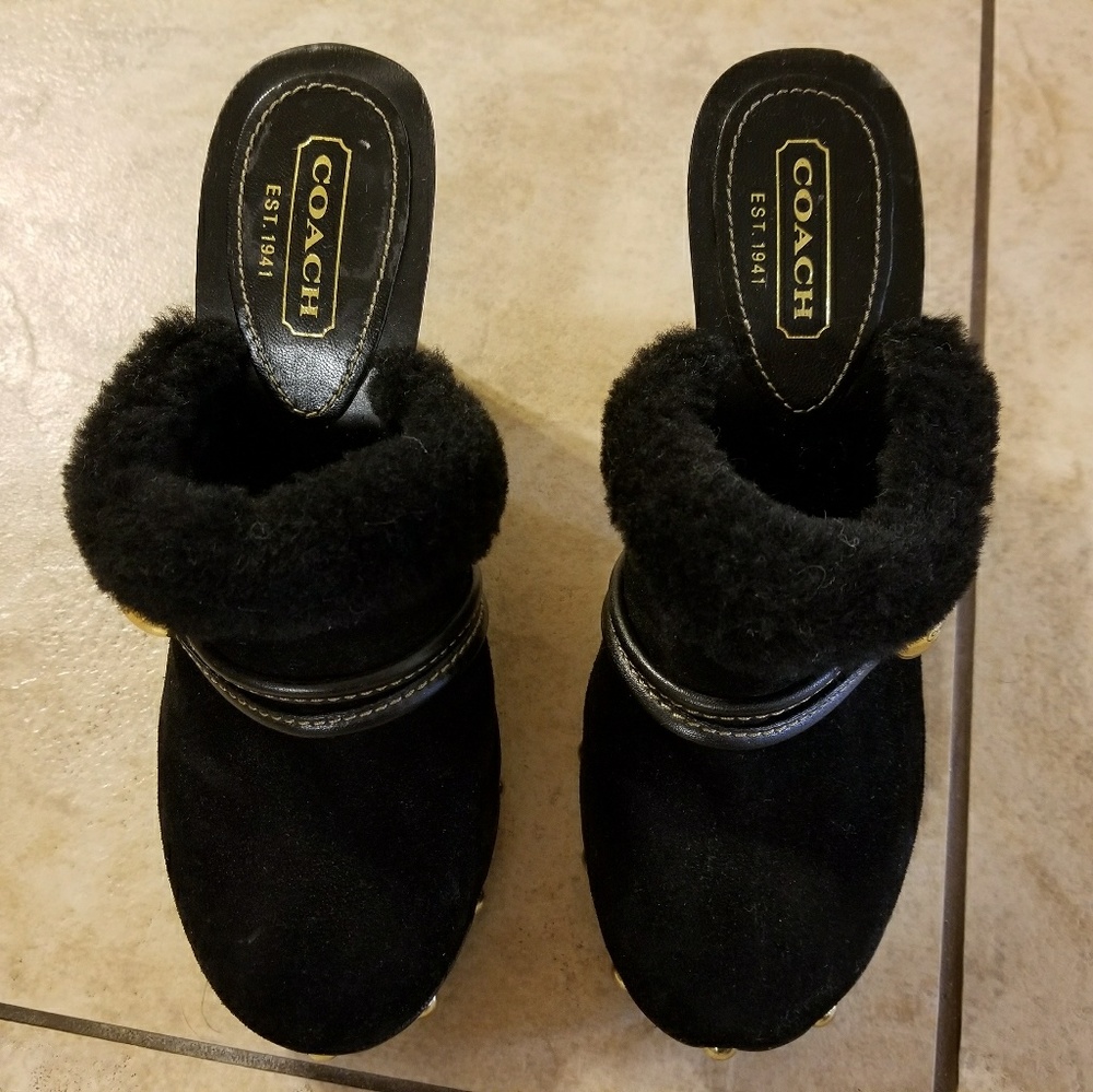 COACH suede clogs NWOT